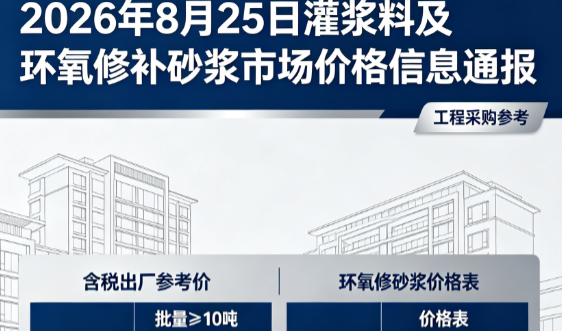 象州2026年8月25日灌浆料及环氧修补砂浆市场价格信息通报